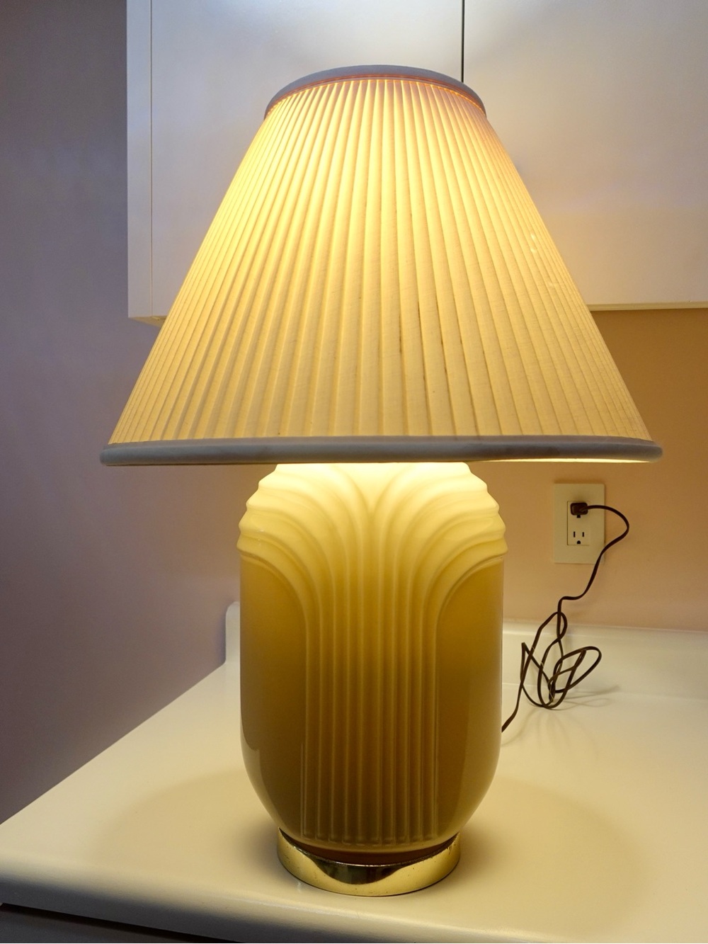 Vintage Sculptural Satin Glass Table Lamp Karl Springer Style Hollywood Regency